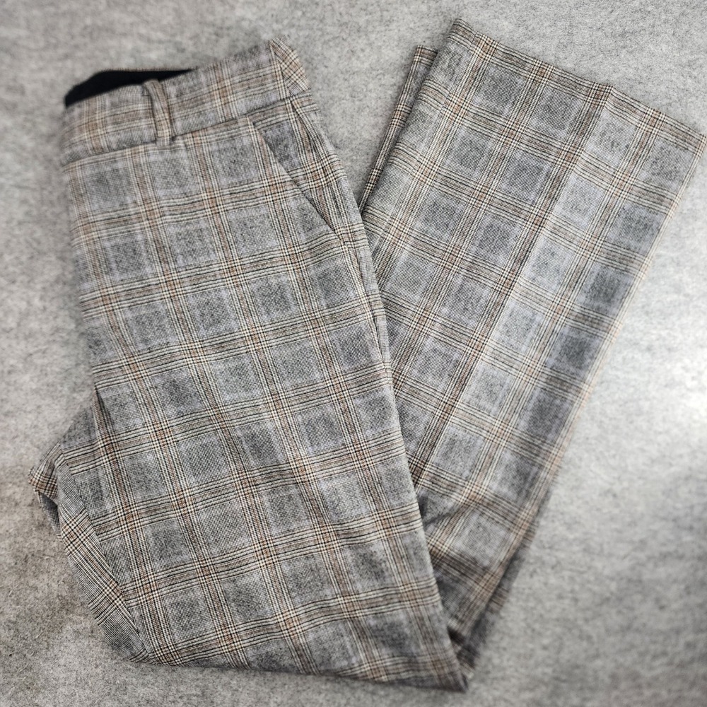 Talbots Gray Plaid Italian Wool Blend Straight Leg Dress Pants Womens Size 8
